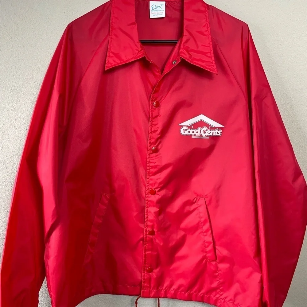 VTG Ebert Sportswear Custom Apparel Good Cents logo nylon jacket, sz‎ L, EUC